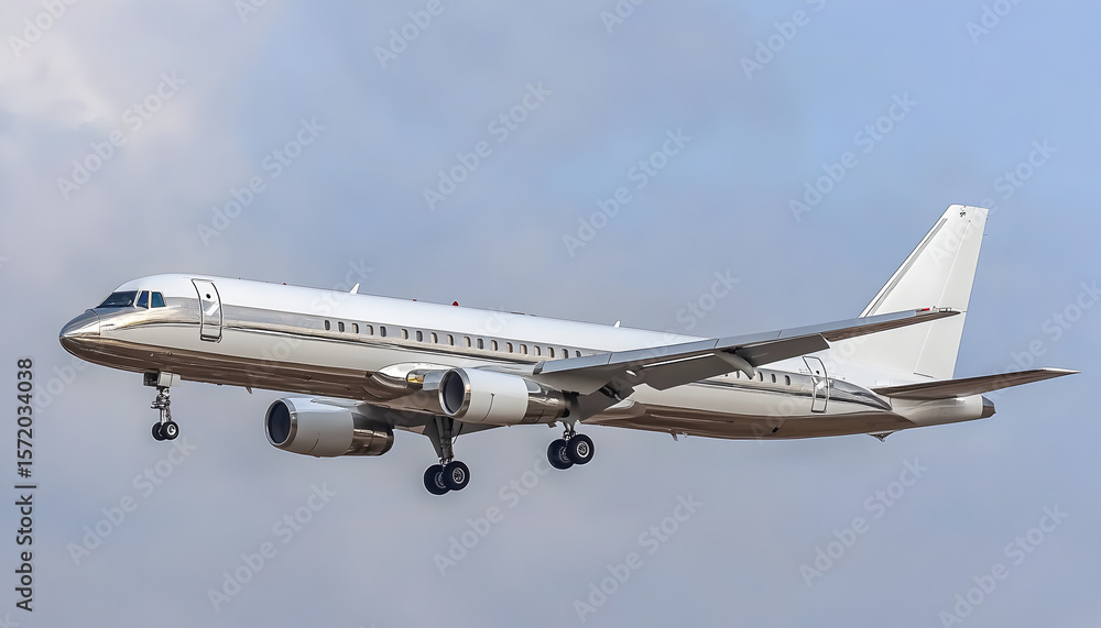 Obraz premium Gleaming jet plane ascends through cloudy sky