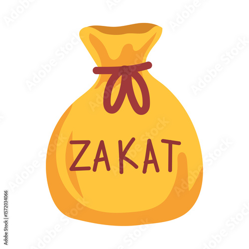 Zakat flat icon vector illustration, zakat icon handdrawn illustration, perfect for ramadan and Islamic themed designs, alms giving clip art