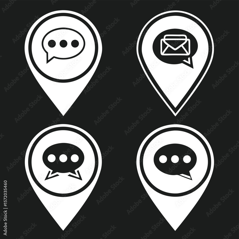Obraz premium Communication icons map markers