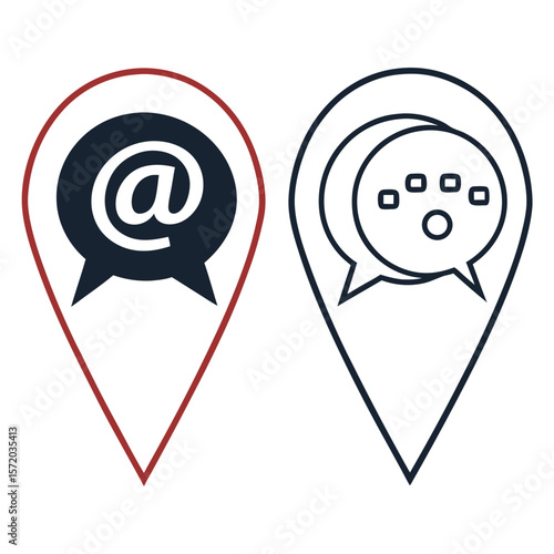 Communication icons in location pins digital connection and technology theme