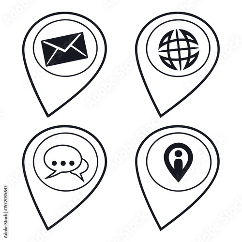 Communication icons on map pins Free Download Communication icons on map pins - GFXLoad