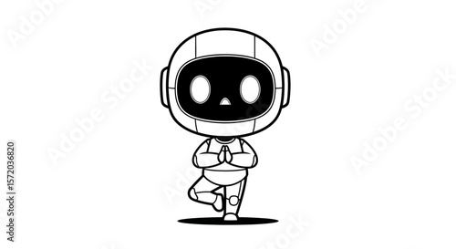 Robot Doing Yoga Meditation concept.