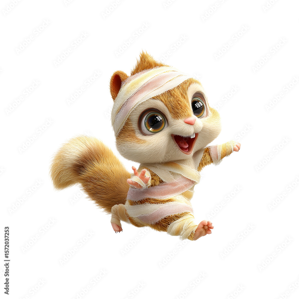 Obraz premium Adorable Mummy Squirrel - 3D Rendered Cartoon Character