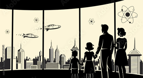Retro Future Family City View.