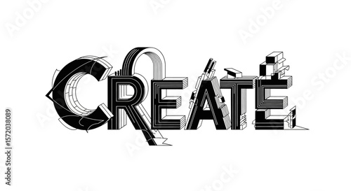 CREATe Word design Isolated art with vector.