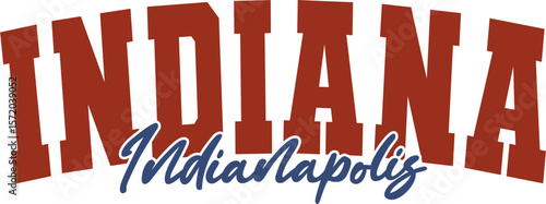 trendy vintage varsity college typography indiana slogan print for graphic tee t shirt or sweatshirt hoodie - Vector