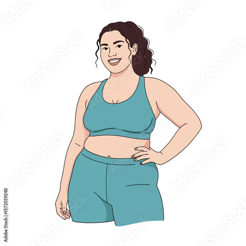 Confident Curvy Woman in Sportswear Illustration