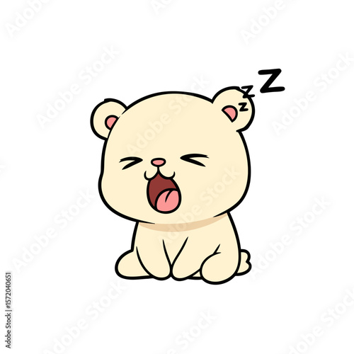Sleepy Bear Cub Cartoon Illustration