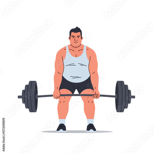 Weightlifting Illustration: Man Performing Deadlift