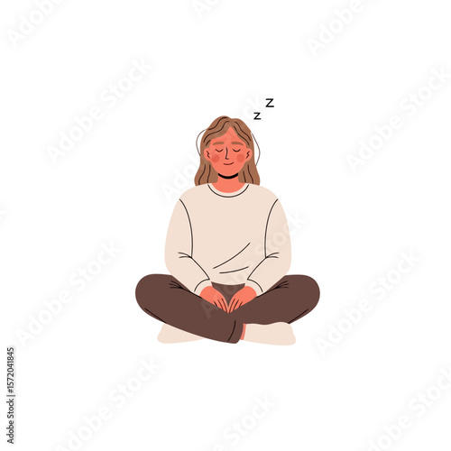 Serene Slumber: Woman Meditating and Falling Asleep