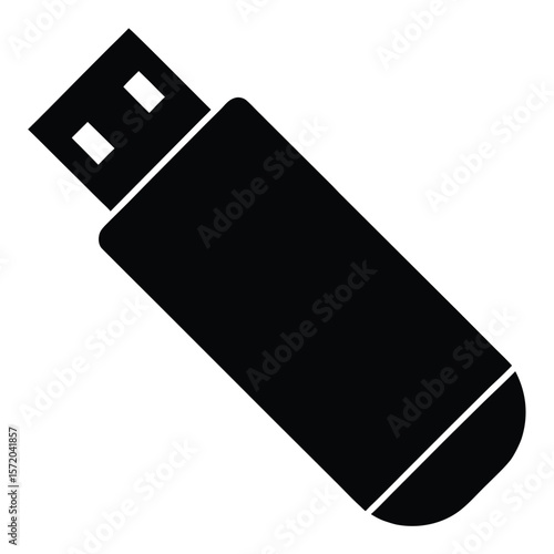 Black memory stick shows common modern removable storage concept through its silhouette