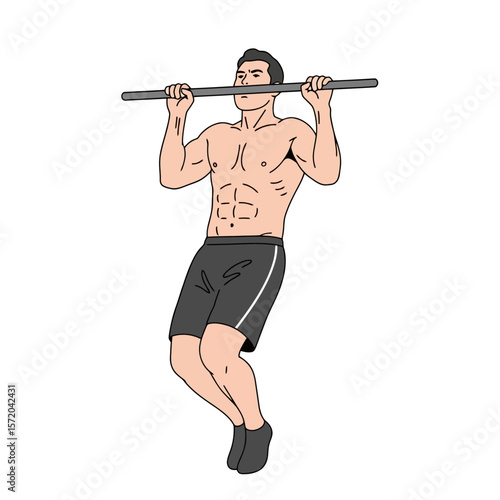 Pull-Up Exercise Illustration: Strength Training and Fitness