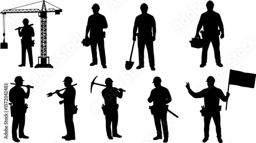 Construction Workers Silhouette vector cut files
