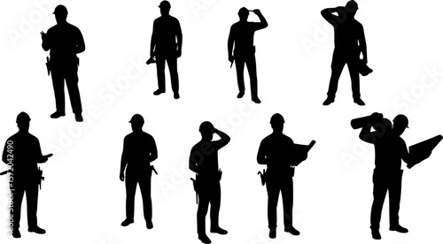 Construction Workers Silhouette vector cut files
