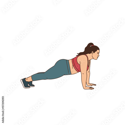 Woman Doing Plank Exercise: Fitness and Core Strength