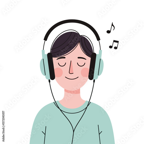Serene Listening: Person Enjoying Music with Headphones