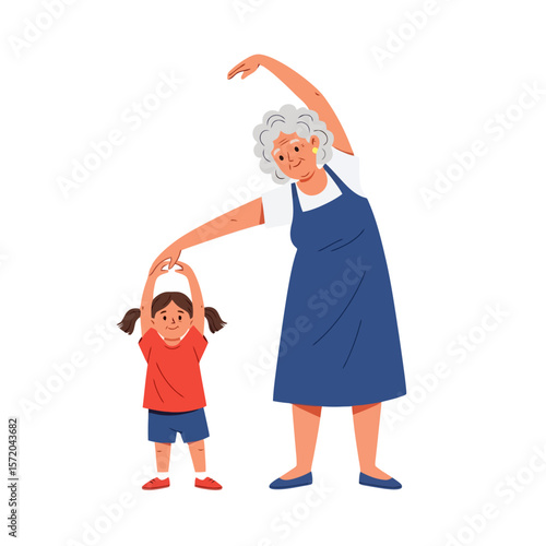 Active Senior: Grandmother and Granddaughter Stretching Together