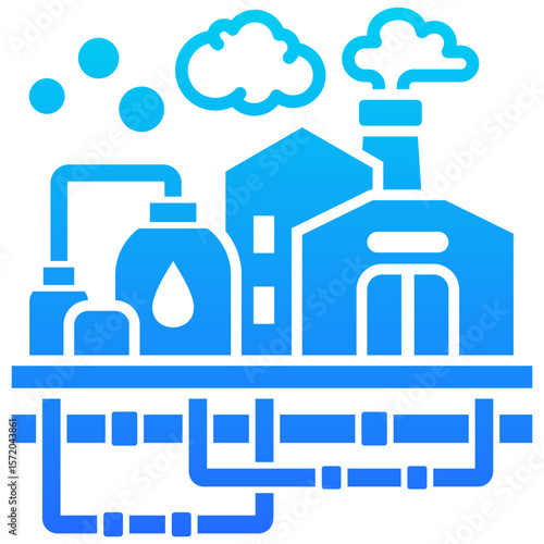 Oil Refinery Emission Icon