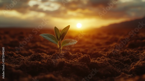A New Beginning: Sunrise over a Young Sprout