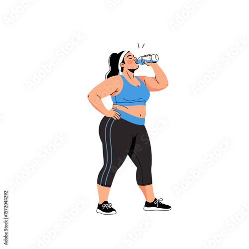 Hydrated Woman: Fitness and Wellness Illustration