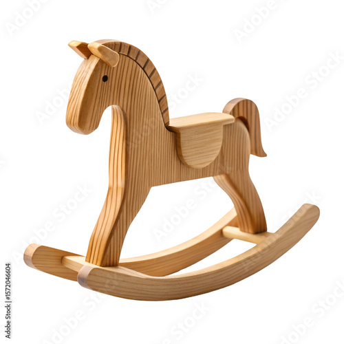 wooden rocking horse isolated on white