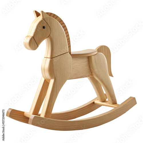 wooden rocking horse on white