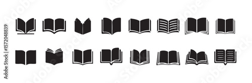book icon set. education concept, Open book icon isolated on white background, vector illustration eps 10.