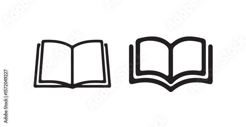 Book icon collection, open and closed book designs on a white background, vector illustration eps 10.