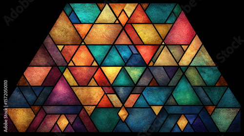 Colorful Stained Glass Mosaic Triangle Background