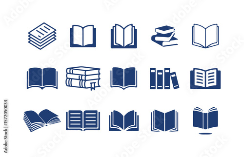 Book icon collection, open and closed book designs on a white background, vector illustration eps 10.