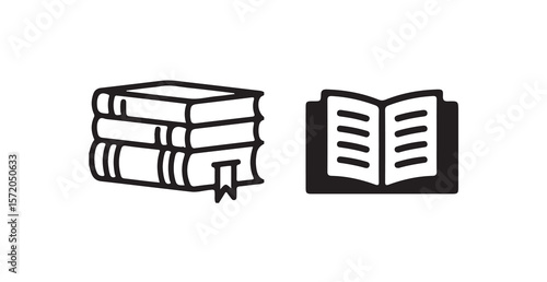 Book icon collection, open and closed book designs on a white background, vector illustration eps 10.