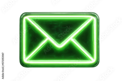 3D Render a green neon letter in a square shape