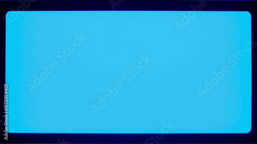 A minimalist abstract depiction of a bright blue screen framed by a dark border