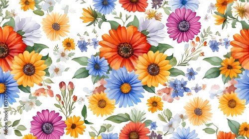 Wallpaper Mural Vibrant floral arrangement nature digital artwork bright colors aesthetic creative concept Torontodigital.ca