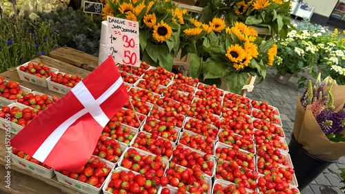 Strawberries at market in Denmark