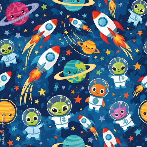 seamless pattern with alien