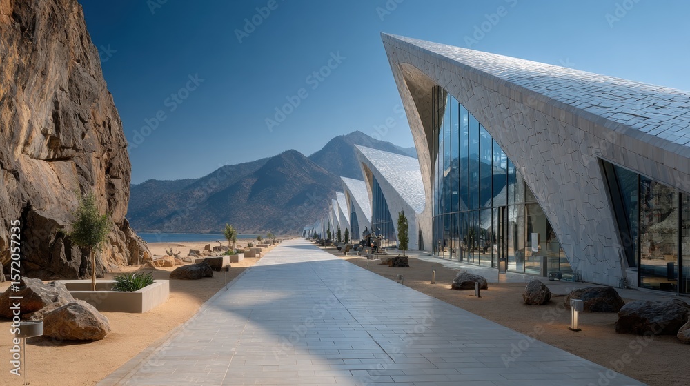 Fototapeta premium Modern Architectural Seaside Pathway