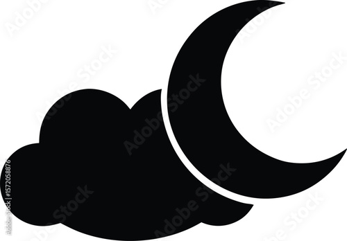crescent moon cloud vector icon. Halloween Related Vector Icon.