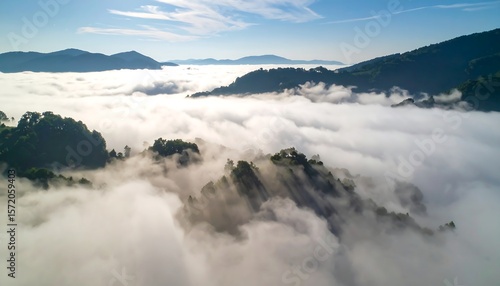 Wallpaper Mural Aerial View of Misty Mountains at Sunrise Torontodigital.ca