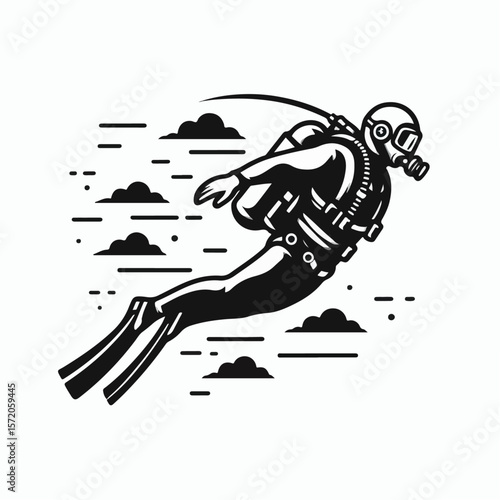 sky diver vector illustration
