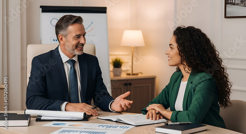 Executive Coach Mentoring Rising Leader in Comfortable Office