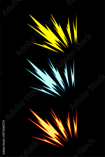 Impact hit colorful cartoon effect vector set
