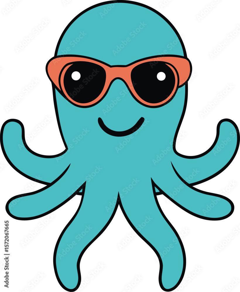 Obraz premium funny octopus cartoon drawing funny
