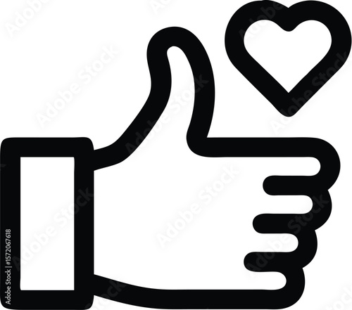 A thumbs up with a heart symbolizes like and positive feedback