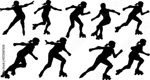 Roller derby girl silhouette vector
