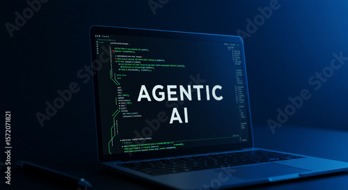 Laptop Displaying Agentic AI Code, Representing Advanced Artificial Intelligence and Software Development in a Modern Technology Environment, Emphasizing Innovation and Future Tech