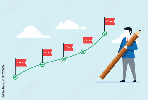Business productivity concept with checklist, clock, dartboard, and arrow, success strategy planning, focus achievement goal setting design illustration template