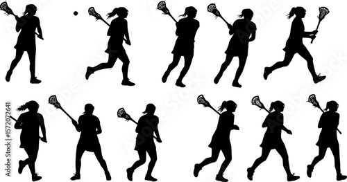 Woman Lacrosse silhouette vector
