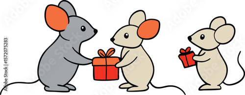 rabbit with a gift mammal baby art