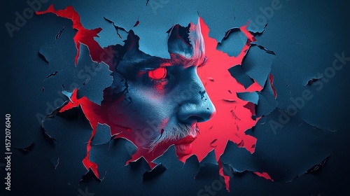 Wallpaper Mural Edgy collage with dark tones, paper tears, and urban texture, stylized under dramatic lighting Torontodigital.ca